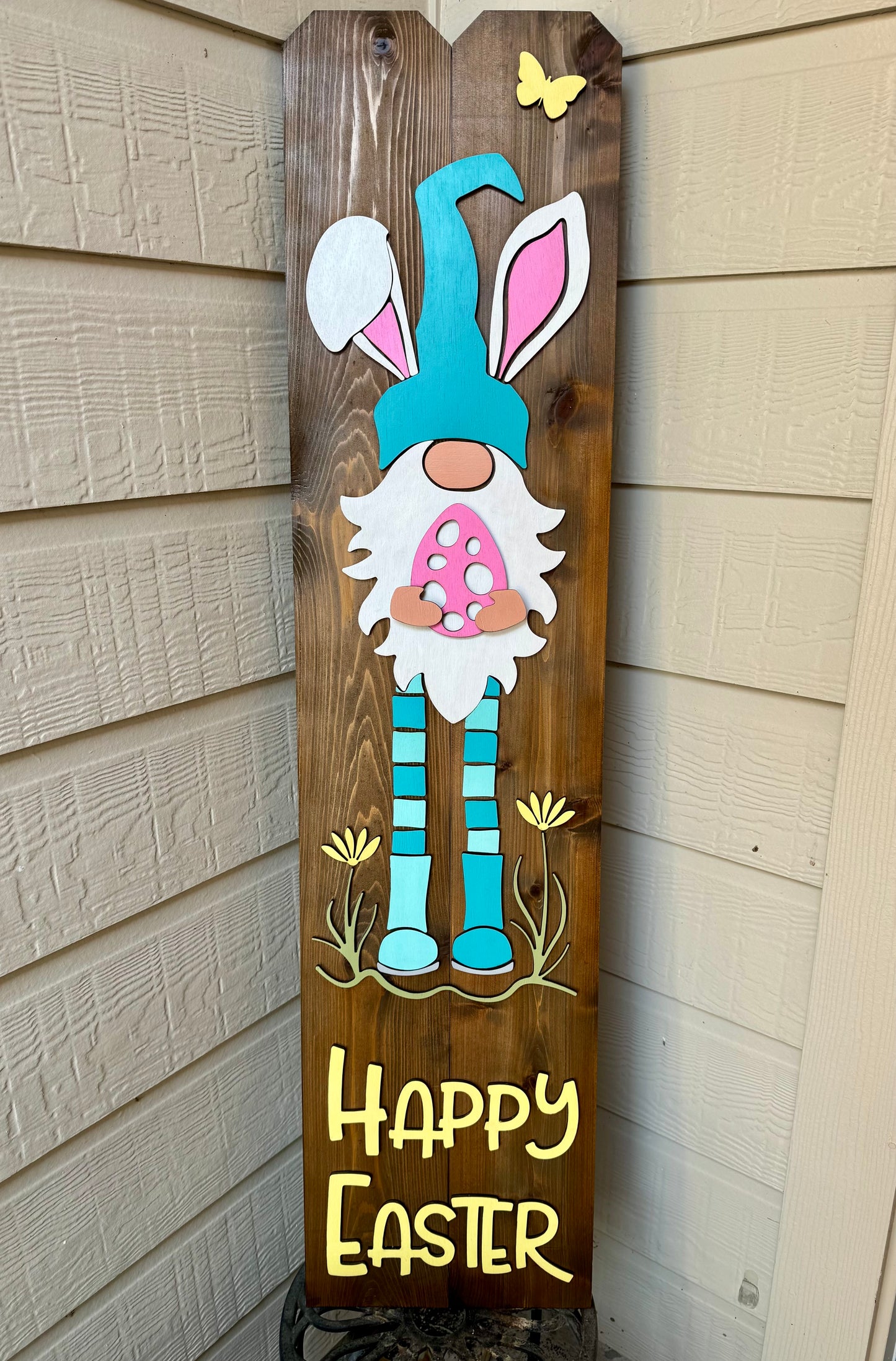 Handcrafted Happy Easter Gnome Porch Sign - Festive Spring Home Decor for Curb Appeal, Perfect Easter Gift to Spread Joy and Charm!