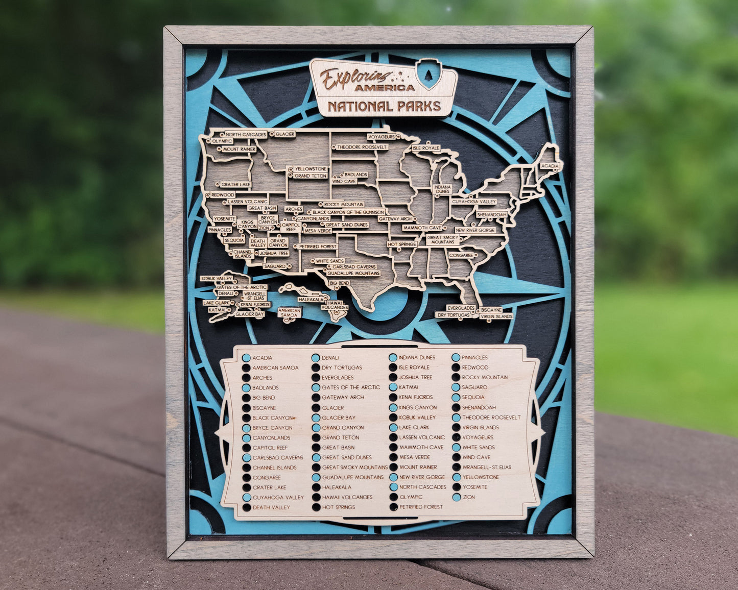 US National Park Explorer Maps - Personalized - National Park Map, Map, Park Map, US Map, National Park Wooden Checklist Map, Wooden Map