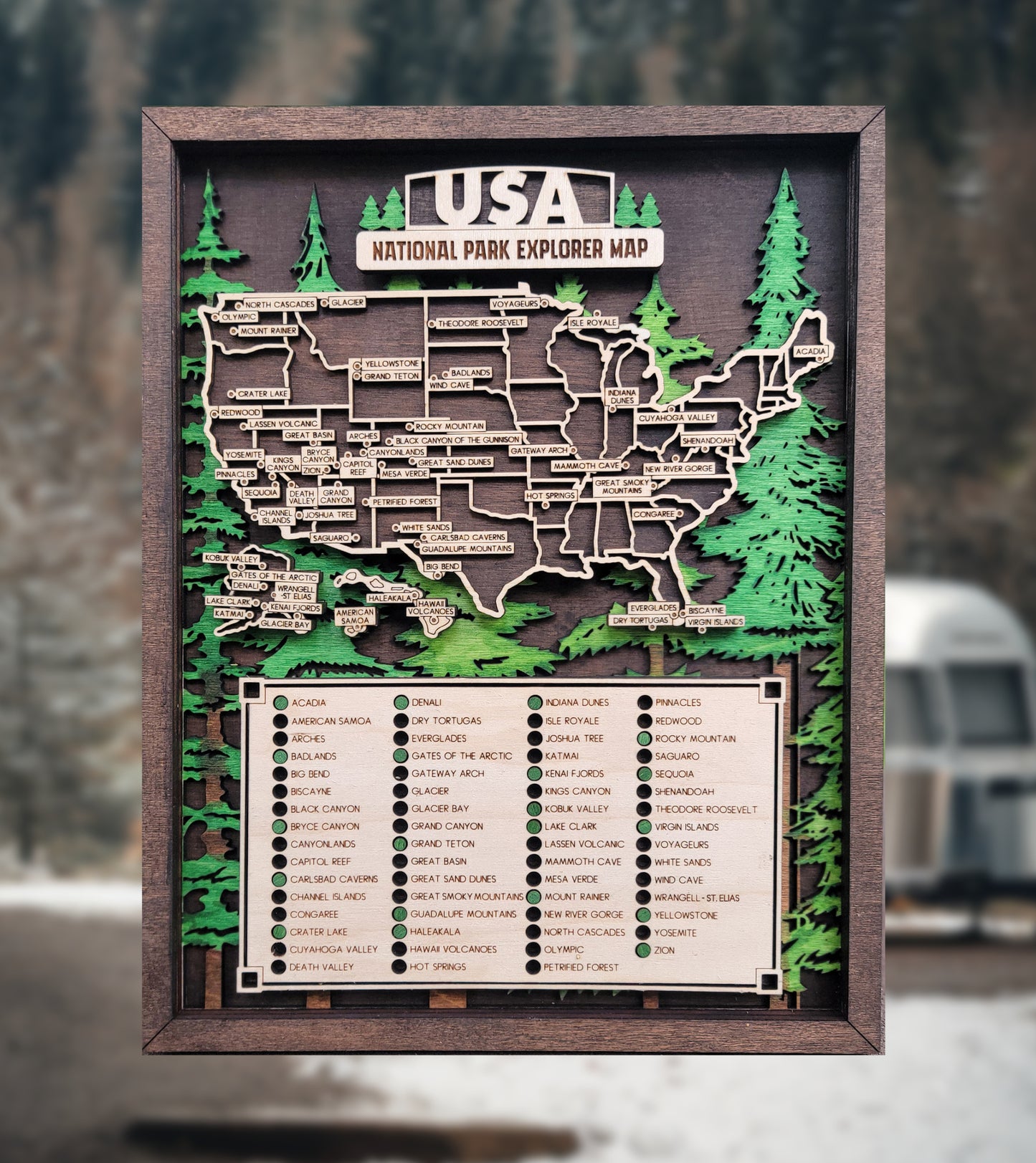 US National Park Explorer Maps - Personalized - National Park Map, Map, Park Map, US Map, National Park Wooden Checklist Map, Wooden Map