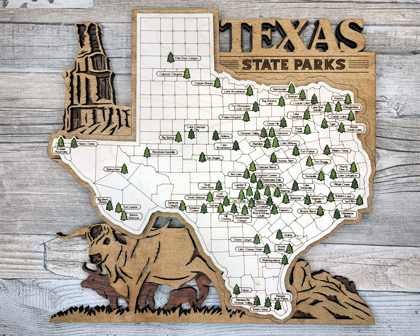 Texas State Park Explorer Map - State Park Checklist for Campers, Traveler, and the Explorer