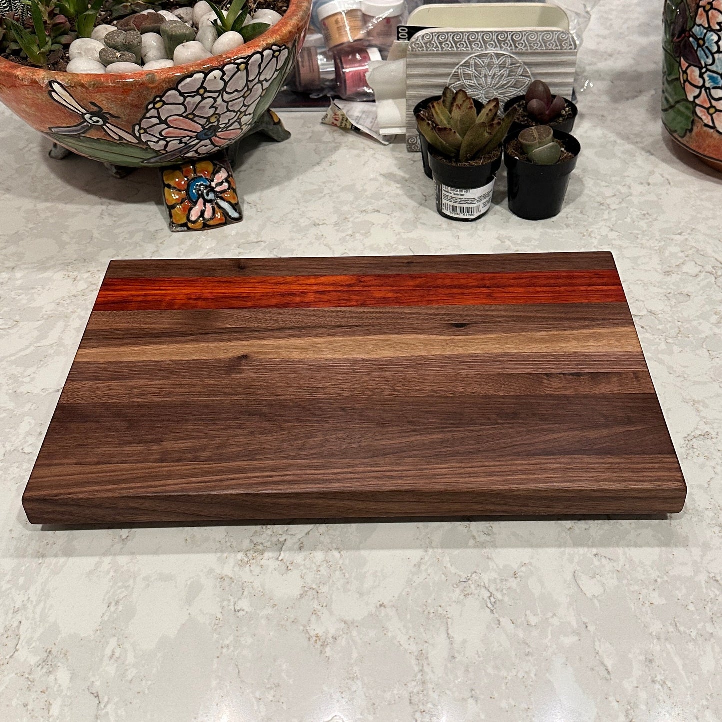 Handmade Walnut and Padauk Edge-grain Cutting Board