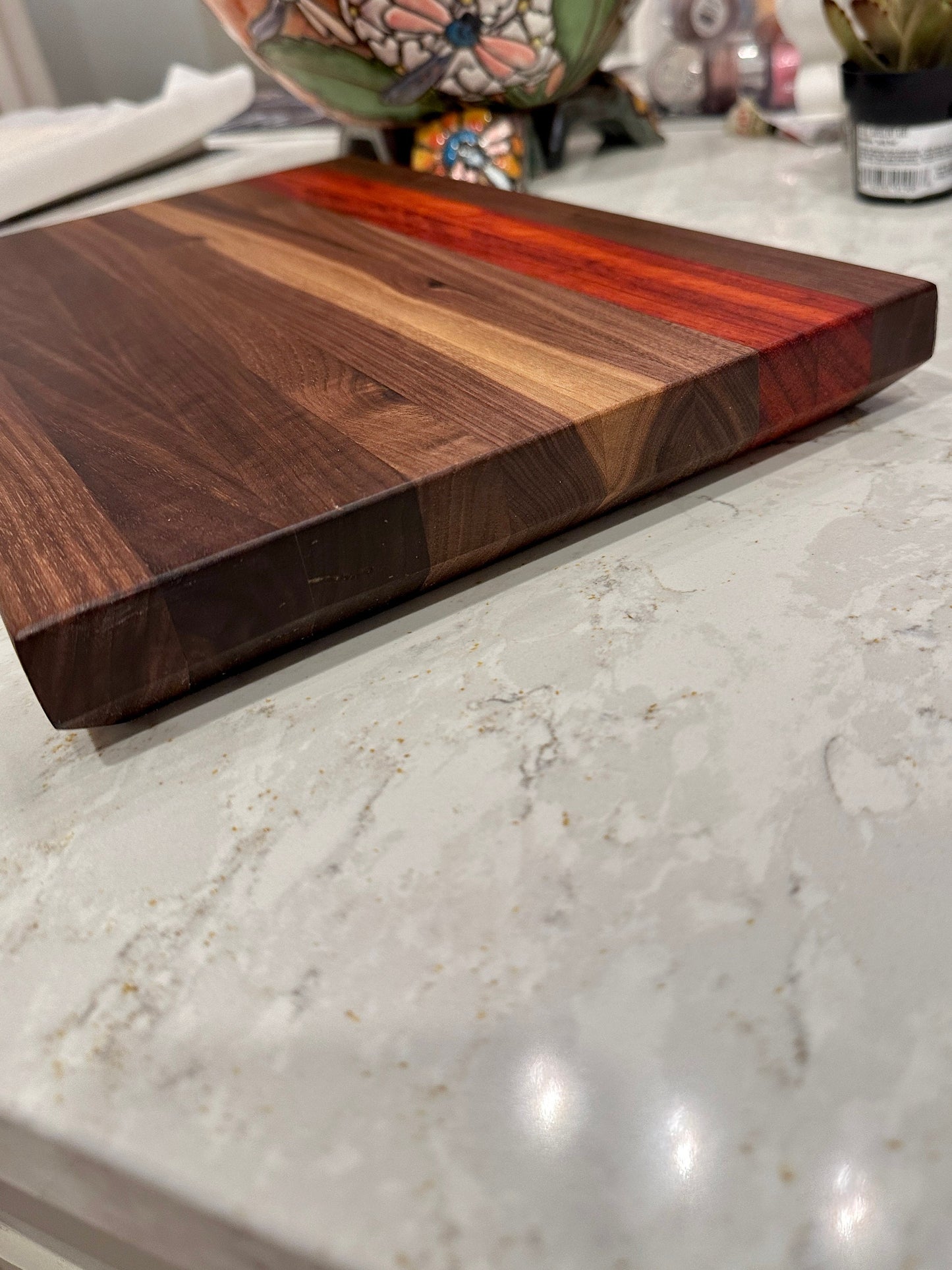 Handmade Walnut and Padauk Edge-grain Cutting Board