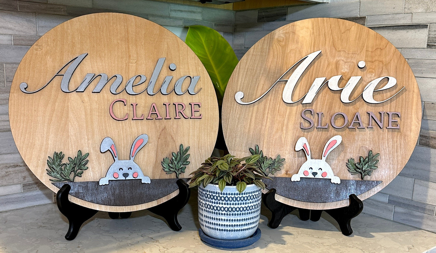 Personalized Round Child Name Sign | Custom Nursery Decor | Above Crib Wooden Name Plaque - Ideal Child Gift to Create Cherished Memories