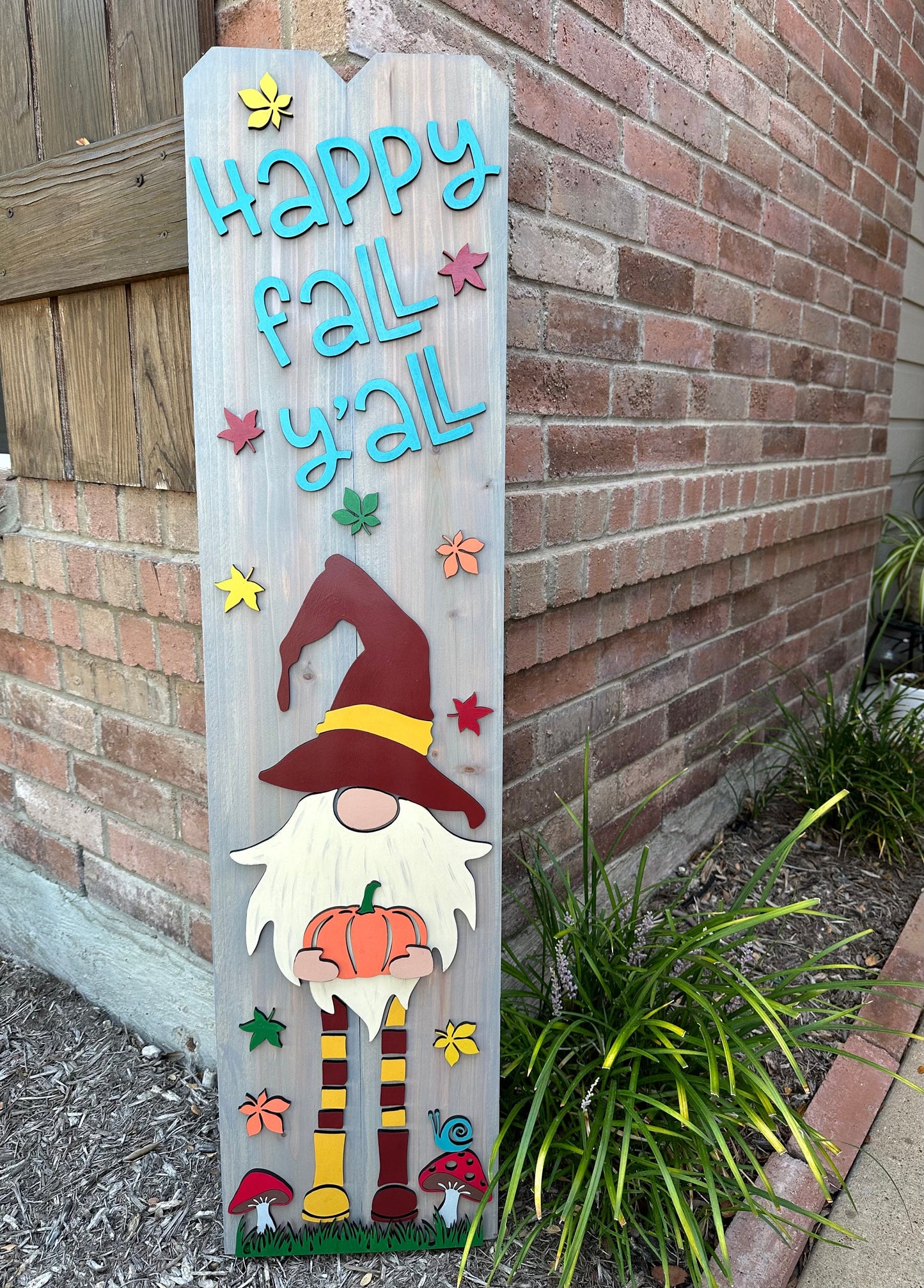 Gnome Porch Entry Sign - Seasonal & Custom Options - 45" Picket Decor for Christmas, Halloween, or Fall Outdoor Welcome Signs